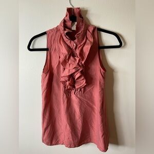 J. Crew Coral Ruffle Neck Blouse